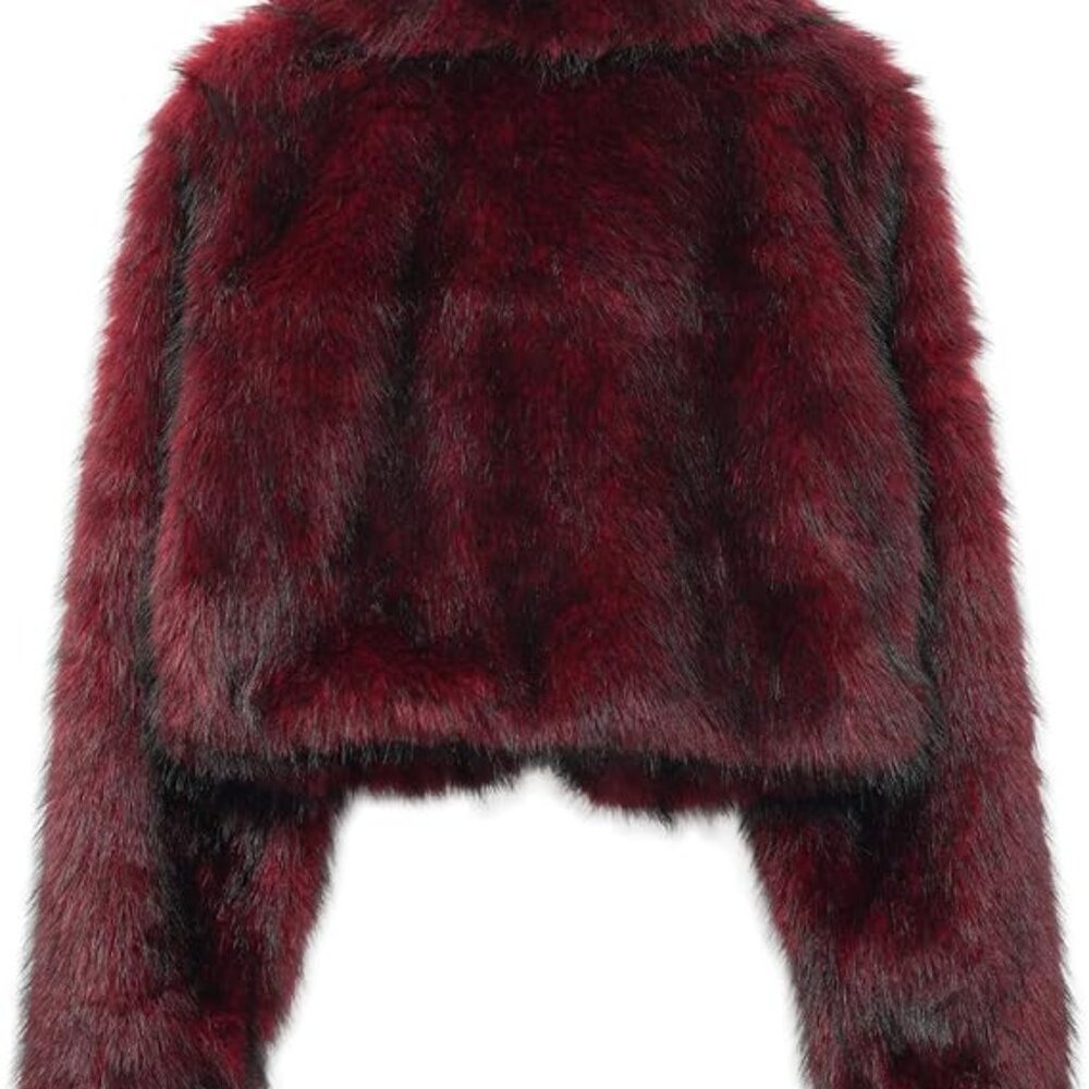 New Micas Burgandy faux-fur coat - Picture 6 of 13